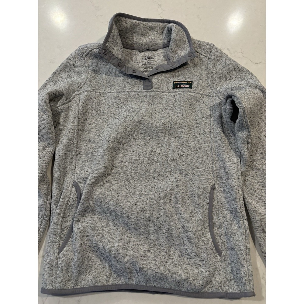 LL Bean 1/4 Snap Sweater Fleece Heathered Gray Hiking Outdoors Womens S Gorpcore